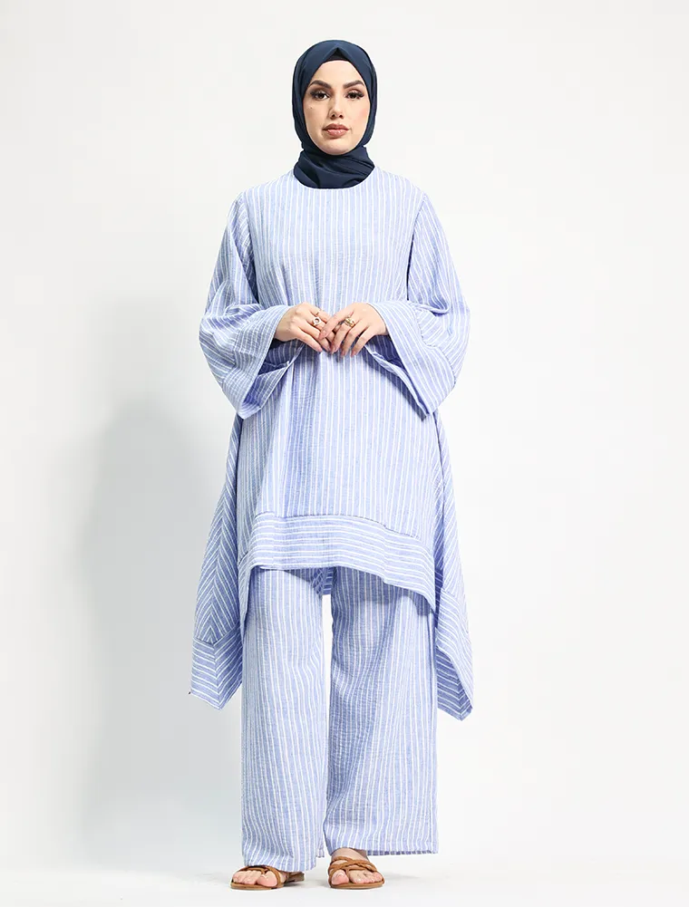 Blue Lina Striped Co Ord Set